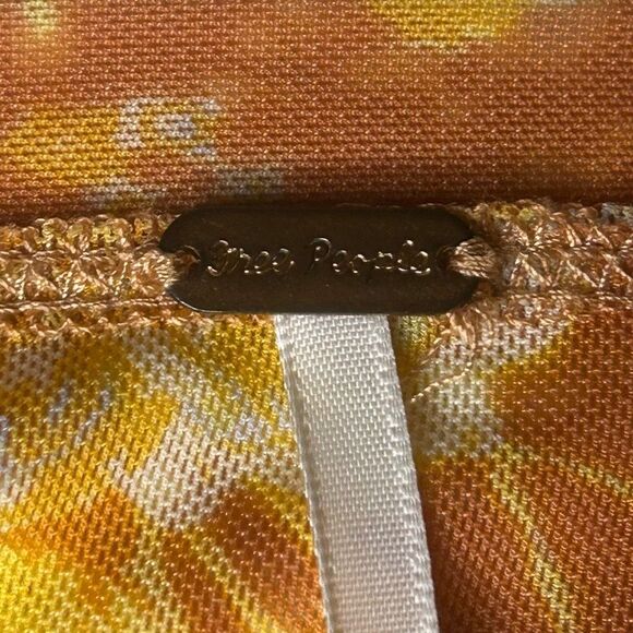 Free People Orange Long Sleeve Sheer Button Up Top Size XS Floral V-neck - Picture 10 of 12